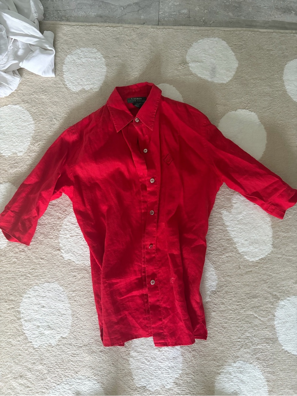 Ralph Lauren Red Linen Button-Up Shirt